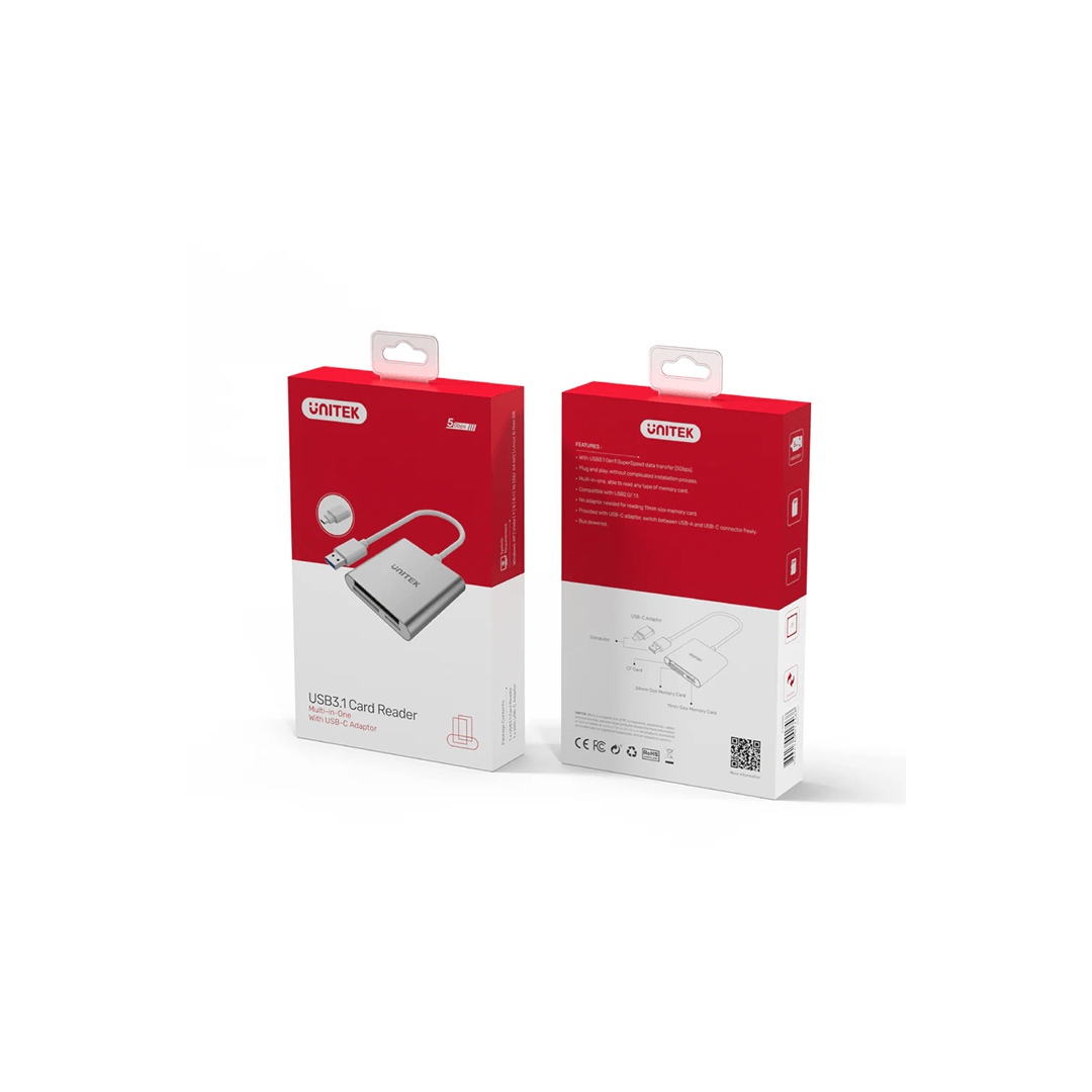 Unitek USB 3.0 3 Ports Memory Card Reader with USB-C Adapter in Qatar Unitek USB 3.0 3 Ports Memory Card Reader with USB-C Adapter in Qatar